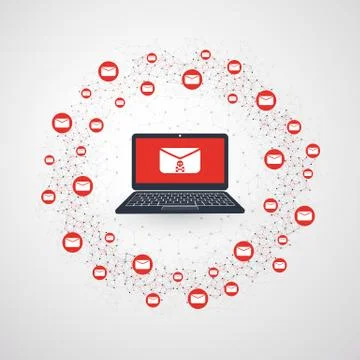 Network Vulnerability - Malware Infection by E-mail Stock Illustration