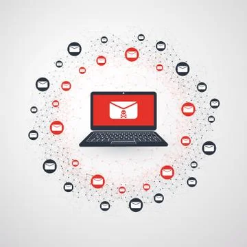 Network Vulnerability - Malware Infection by E-mail Stock Illustration
