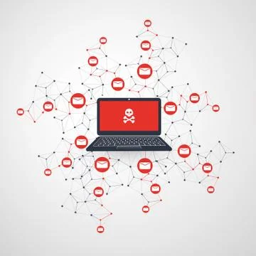 Network Vulnerability - Malware Infection by E-mail Stock Illustration