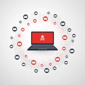 Network Vulnerability - Malware Infection by E-mail Stock Illustration