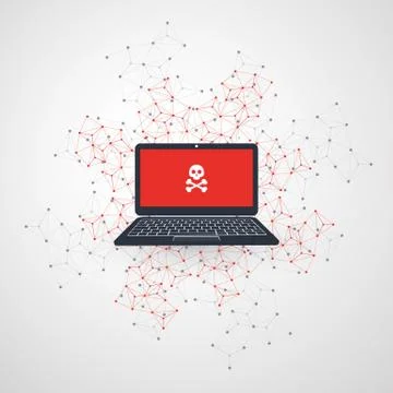Network Vulnerability - Virus, Malware, Ransomware Stock Illustration