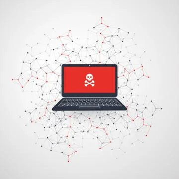 Network Vulnerability - Virus, Malware, Ransomware Stock Illustration