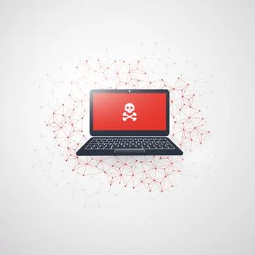 Network Vulnerability - Virus, Malware, Ransomware Stock Illustration