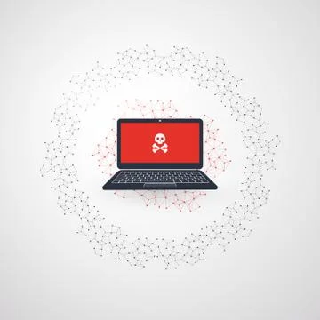 Network Vulnerability - Virus, Malware, Ransomware Stock Illustration