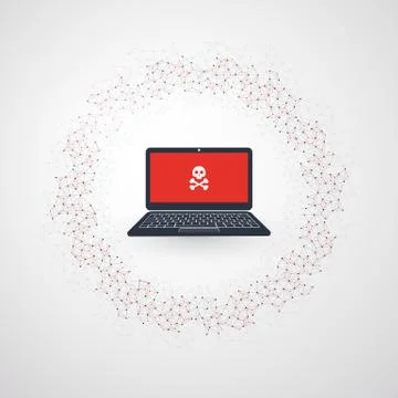 Network Vulnerability - Virus, Malware, Ransomware Stock Illustration