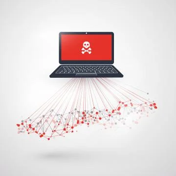 Network Vulnerability - Virus, Malware, Ransomware Stock Illustration