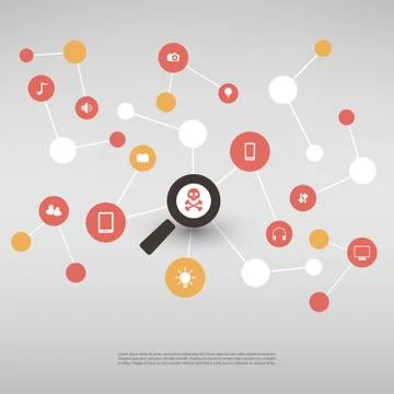 Network Vulnerability - Virus, Malware, Ransomware Stock Illustration