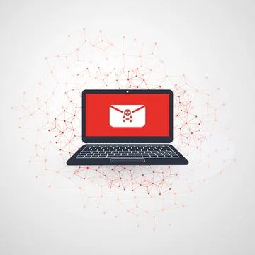 Network Vulnerability - Virus, Malware, Ransomware, Fraud, Spam, Phishing, .. Stock Illustration