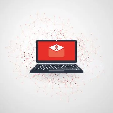 Network Vulnerability - Virus, Malware, Ransomware, Fraud, Spam, Phishing, .. Stock Illustration