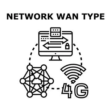 Network wan type conceptual illustration of data transfer Stock Illustration