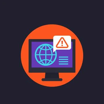 Network warning vector icon with computer Stock Illustration