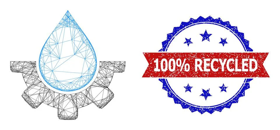 Network Water Industry Web Mesh and Unclean Bicolor 100 part Recycled Seal Stock Illustration