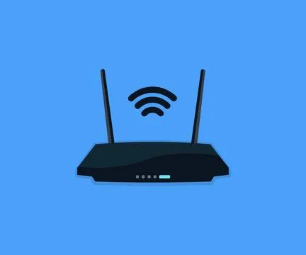 Network wi-fi router with two antennas logo design. Stock Illustration