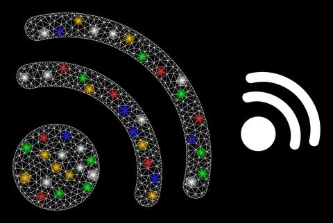 Network Wireless Internet Point Glare Icon with Multicolored Glare Spots Stock Illustration