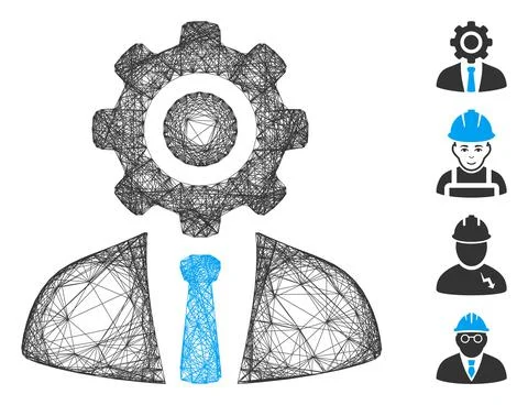 Network Worker Vector Mesh Illustrazione stock