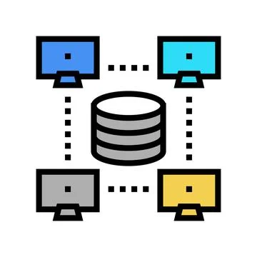 Network working digital processing color icon vector illustration 스톡 일러스트