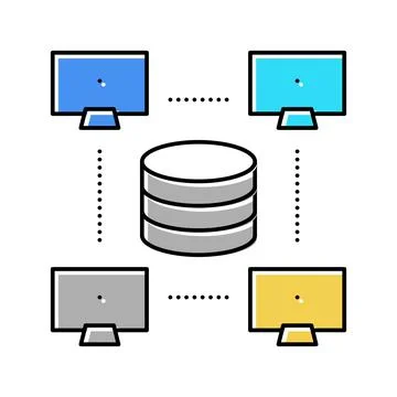Network working digital processing color icon vector illustration Illustrazione stock
