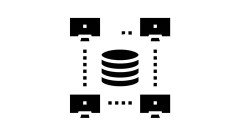 Network working digital processing glyph icon animation Stock Footage 164286227