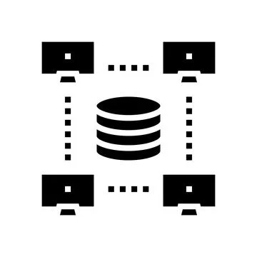 Network working digital processing glyph icon vector illustration Illustrazione stock