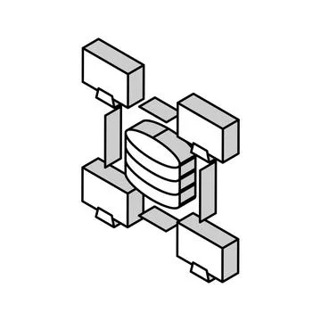 Network working digital processing isometric icon vector illustration 스톡 일러스트