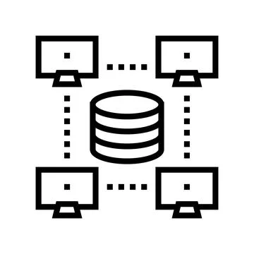 Network working digital processing line icon vector illustration Illustrazione stock