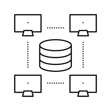 Network working digital processing line icon vector illustration Stock Illustration