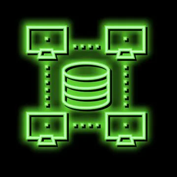 Network working digital processing neon glow icon illustration イラスト素材