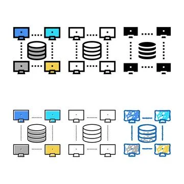 Network working digital processing pack color icon vector Illustrazione stock