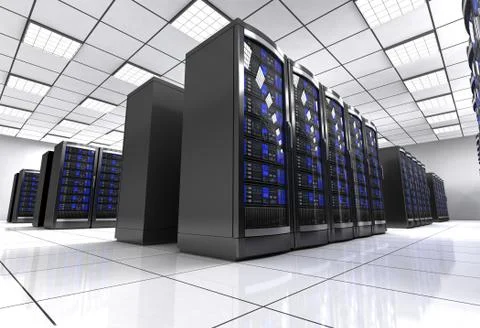Network workstation server room 3d illustration Stock Illustration