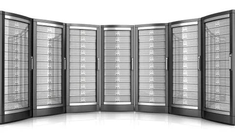 Network workstation servers 3d illustration Ilustração Stock