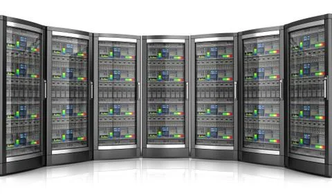 Network workstation servers 3d illustration Stock Illustration