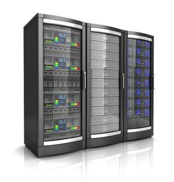 Network workstation servers 3d illustration Ilustração Stock