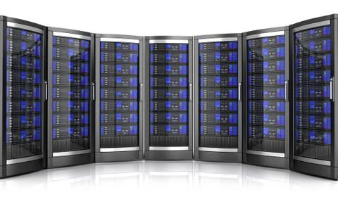Network workstation servers 3d illustration Stockillustratie