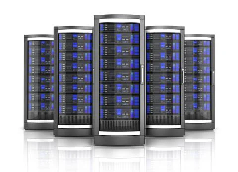 Network workstation servers 3d illustration Stock Illustration
