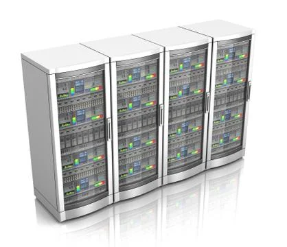 Network workstation servers 3d illustration Stock Illustration