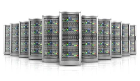 Network workstation servers 3d illustration Stock Illustration