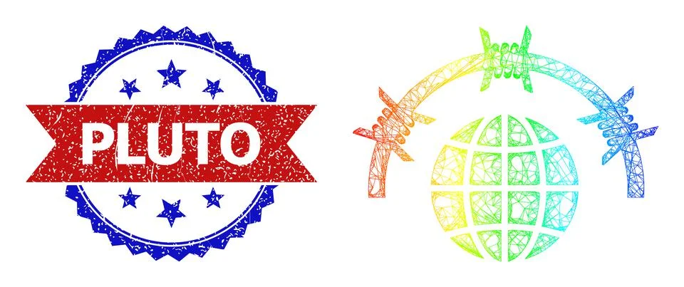 Network World Jail Web Mesh Icon with Spectrum Gradient and Grunge Bicolor Pluto Stock Illustration