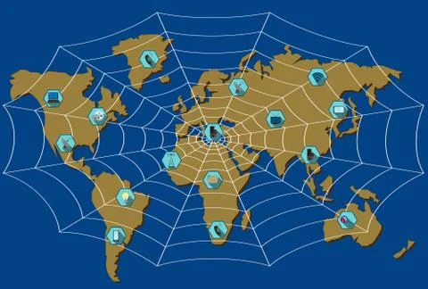 Network on the world map Stock Illustration
