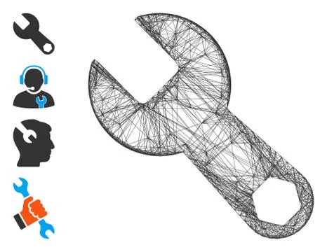 Network Wrench Vector Mesh Stock Illustration