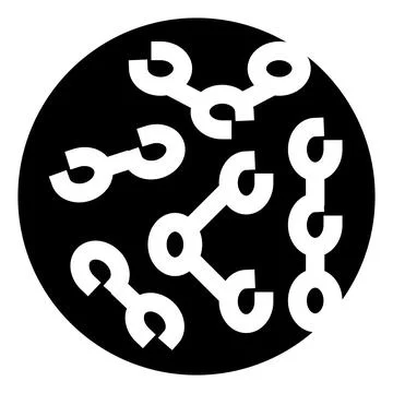 Network of wrenches forming connections in black circle イラスト素材