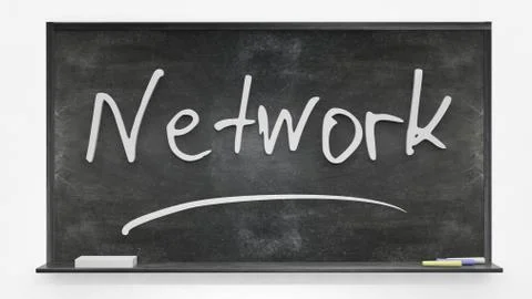 Network written on blackboard 스톡 사진