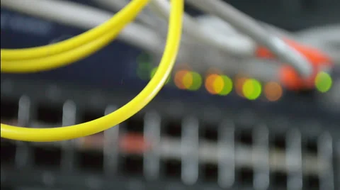 Network yellow cables Video stock 44075458