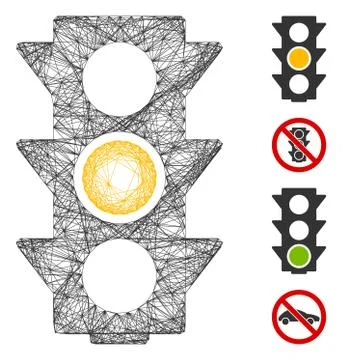 Network Yellow Traffic Lights Vector Mesh 스톡 일러스트