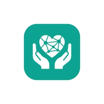 Networked care with hands holding a heart, symbolizing global connection an.. Stock Illustration