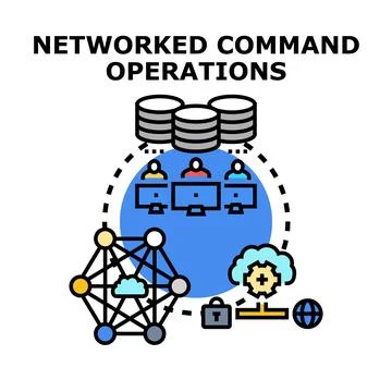 Networked command operations system controlling global data infrastructure Stock Illustration