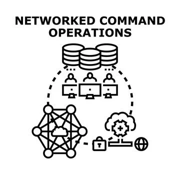 Networked command operations system controlling global data infrastructure Stock Illustration