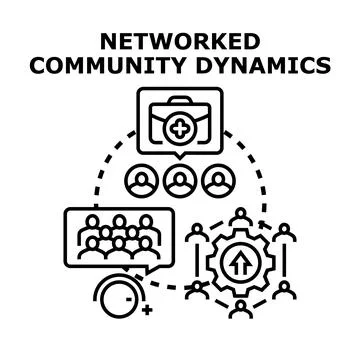 Networked community dynamics for business collaboration and social interactio Stock Illustration
