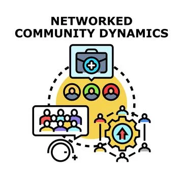 Networked community dynamics for business collaboration and social interactio Stock Illustration