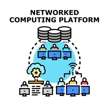 Networked computing platform system with cloud connectivity Stock Illustration