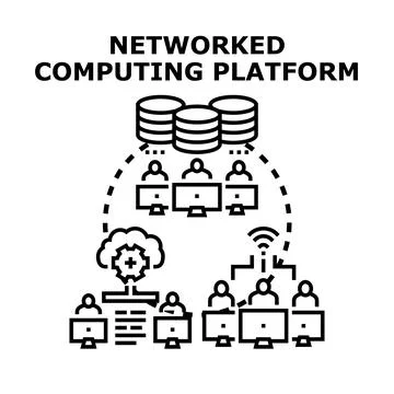 Networked computing platform system with cloud connectivity Stock Illustration